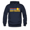 North Carolina Hoodie - Retro Sunrise North Carolina Crewneck Hooded Sweatshirt - navy