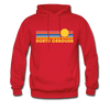 North Carolina Hoodie - Retro Sunrise North Carolina Crewneck Hooded Sweatshirt - red