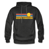 North Carolina Hoodie - Retro Sunrise North Carolina Crewneck Hooded Sweatshirt - charcoal gray