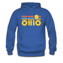 Ohio Hoodie - Retro Sunrise Ohio Crewneck Hooded Sweatshirt - royal blue