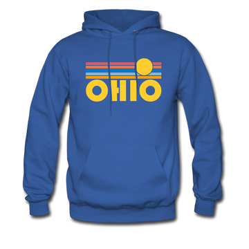 Ohio Hoodie - Retro Sunrise Ohio Crewneck Hooded Sweatshirt - royal blue