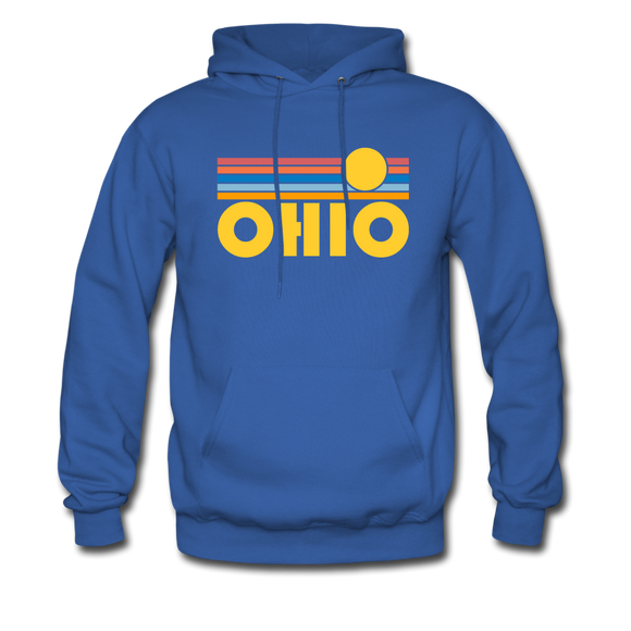 Ohio Hoodie - Retro Sunrise Ohio Crewneck Hooded Sweatshirt - royal blue