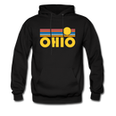 Ohio Hoodie - Retro Sunrise Ohio Crewneck Hooded Sweatshirt - black