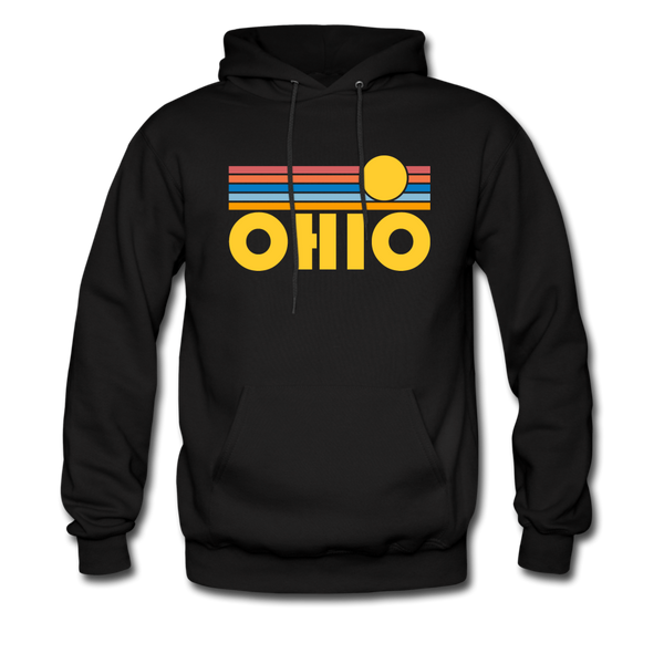 Ohio Hoodie - Retro Sunrise Ohio Crewneck Hooded Sweatshirt - black