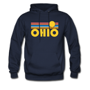 Ohio Hoodie - Retro Sunrise Ohio Crewneck Hooded Sweatshirt - navy