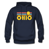 Ohio Hoodie - Retro Sunrise Ohio Crewneck Hooded Sweatshirt - navy