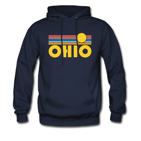 Ohio Hoodie - Retro Sunrise Ohio Crewneck Hooded Sweatshirt - navy