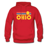 Ohio Hoodie - Retro Sunrise Ohio Crewneck Hooded Sweatshirt - red