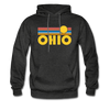 Ohio Hoodie - Retro Sunrise Ohio Crewneck Hooded Sweatshirt - charcoal gray