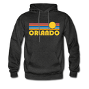 Orlando, Florida Hoodie - Retro Sunrise Orlando Crewneck Hooded Sweatshirt - charcoal gray