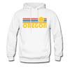 Oregon Hoodie - Retro Sunrise Oregon Crewneck Hooded Sweatshirt - white