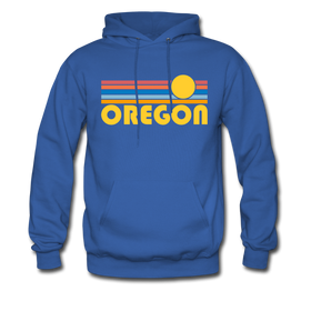 Oregon Hoodie - Retro Sunrise Oregon Crewneck Hooded Sweatshirt - royal blue