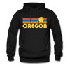 Oregon Hoodie - Retro Sunrise Oregon Crewneck Hooded Sweatshirt - black