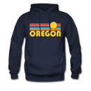 Oregon Hoodie - Retro Sunrise Oregon Crewneck Hooded Sweatshirt - navy