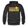 Oregon Hoodie - Retro Sunrise Oregon Crewneck Hooded Sweatshirt - charcoal gray
