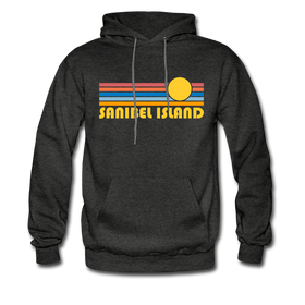 Sanibel Island, Florida Hoodie - Retro Sunrise Sanibel Island Crewneck Hooded Sweatshirt - charcoal gray