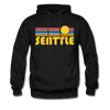 Seattle, Washington Hoodie - Retro Sunrise Seattle Crewneck Hooded Sweatshirt - black