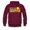 Seattle, Washington Hoodie - Retro Sunrise Seattle Crewneck Hooded Sweatshirt - burgundy