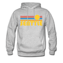 Seattle, Washington Hoodie - Retro Sunrise Seattle Crewneck Hooded Sweatshirt - heather gray