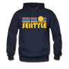 Seattle, Washington Hoodie - Retro Sunrise Seattle Crewneck Hooded Sweatshirt - navy