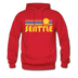 Seattle, Washington Hoodie - Retro Sunrise Seattle Crewneck Hooded Sweatshirt - red
