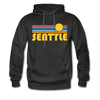 Seattle, Washington Hoodie - Retro Sunrise Seattle Crewneck Hooded Sweatshirt - charcoal gray