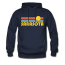 Sarasota, Florida Hoodie - Retro Sunrise Sarasota Crewneck Hooded Sweatshirt - navy