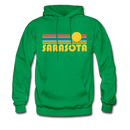 Sarasota, Florida Hoodie - Retro Sunrise Sarasota Crewneck Hooded Sweatshirt - kelly green