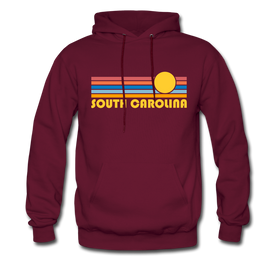 South Carolina Hoodie - Retro Sunrise South Carolina Crewneck Hooded Sweatshirt - burgundy