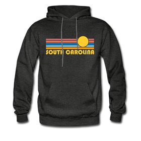 South Carolina Hoodie - Retro Sunrise South Carolina Crewneck Hooded Sweatshirt - charcoal gray
