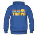 Tampa, Florida Hoodie - Retro Sunrise Tampa Crewneck Hooded Sweatshirt - royal blue