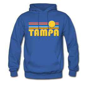 Tampa, Florida Hoodie - Retro Sunrise Tampa Crewneck Hooded Sweatshirt - royal blue