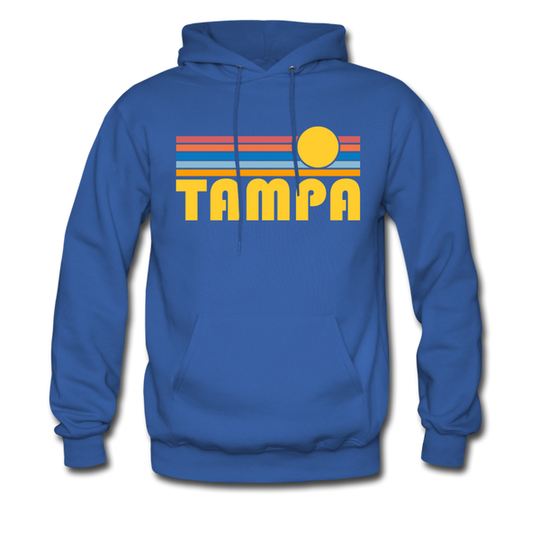 Tampa, Florida Hoodie - Retro Sunrise Tampa Crewneck Hooded Sweatshirt - royal blue