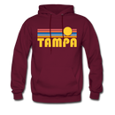 Tampa, Florida Hoodie - Retro Sunrise Tampa Crewneck Hooded Sweatshirt - burgundy