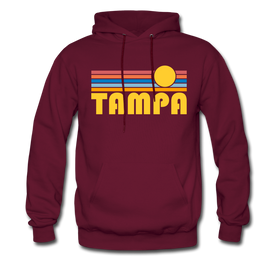 Tampa, Florida Hoodie - Retro Sunrise Tampa Crewneck Hooded Sweatshirt - burgundy