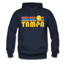 Tampa, Florida Hoodie - Retro Sunrise Tampa Crewneck Hooded Sweatshirt - navy
