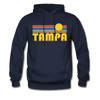 Tampa, Florida Hoodie - Retro Sunrise Tampa Crewneck Hooded Sweatshirt - navy