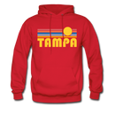 Tampa, Florida Hoodie - Retro Sunrise Tampa Crewneck Hooded Sweatshirt - red