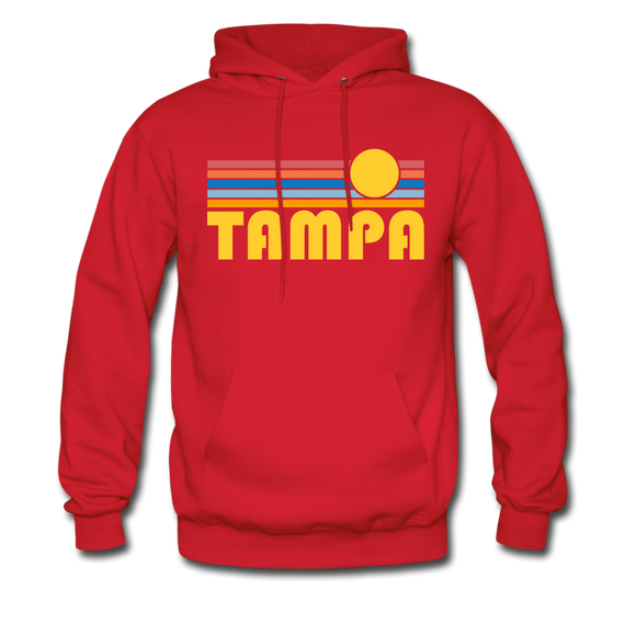 Tampa, Florida Hoodie - Retro Sunrise Tampa Crewneck Hooded Sweatshirt - red