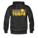 Tampa, Florida Hoodie - Retro Sunrise Tampa Crewneck Hooded Sweatshirt - charcoal gray