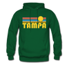 Tampa, Florida Hoodie - Retro Sunrise Tampa Crewneck Hooded Sweatshirt - forest green