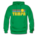 Tampa, Florida Hoodie - Retro Sunrise Tampa Crewneck Hooded Sweatshirt - kelly green