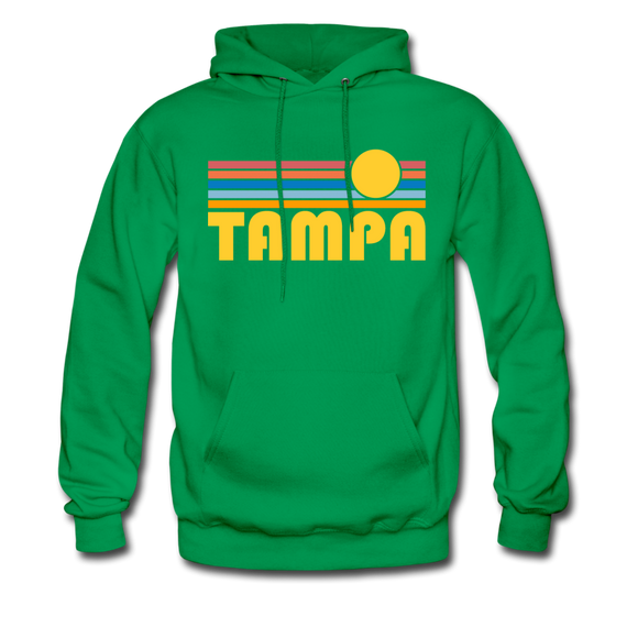 Tampa, Florida Hoodie - Retro Sunrise Tampa Crewneck Hooded Sweatshirt - kelly green