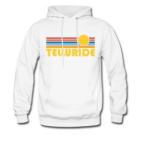 Telluride, Colorado Hoodie - Retro Sunrise Telluride Crewneck Hooded Sweatshirt - white