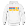 Telluride, Colorado Hoodie - Retro Sunrise Telluride Crewneck Hooded Sweatshirt - white