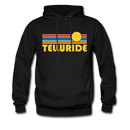Telluride, Colorado Hoodie - Retro Sunrise Telluride Crewneck Hooded Sweatshirt - black