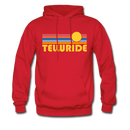 Telluride, Colorado Hoodie - Retro Sunrise Telluride Crewneck Hooded Sweatshirt - red