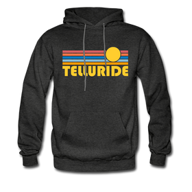 Telluride, Colorado Hoodie - Retro Sunrise Telluride Crewneck Hooded Sweatshirt - charcoal gray