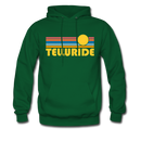 Telluride, Colorado Hoodie - Retro Sunrise Telluride Crewneck Hooded Sweatshirt - forest green