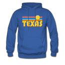 Texas Hoodie - Retro Sunrise Texas Crewneck Hooded Sweatshirt - royal blue